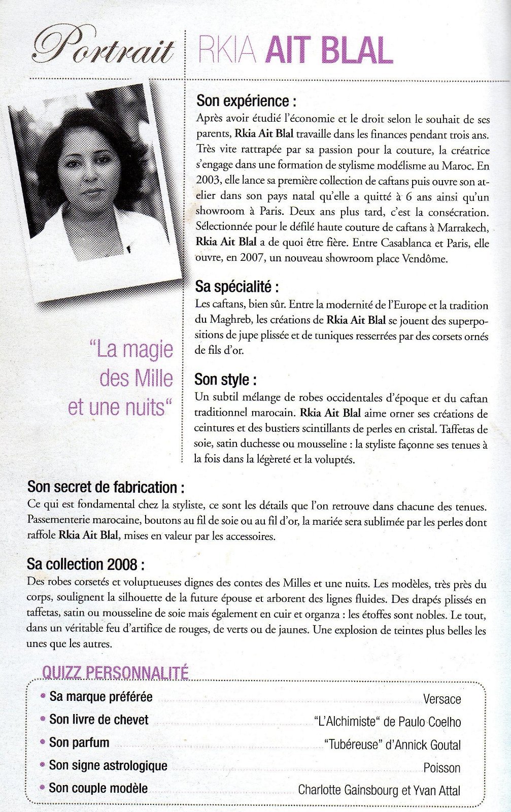 Portrait de Rkia Ait Blal dans Marions-Nous en 2007